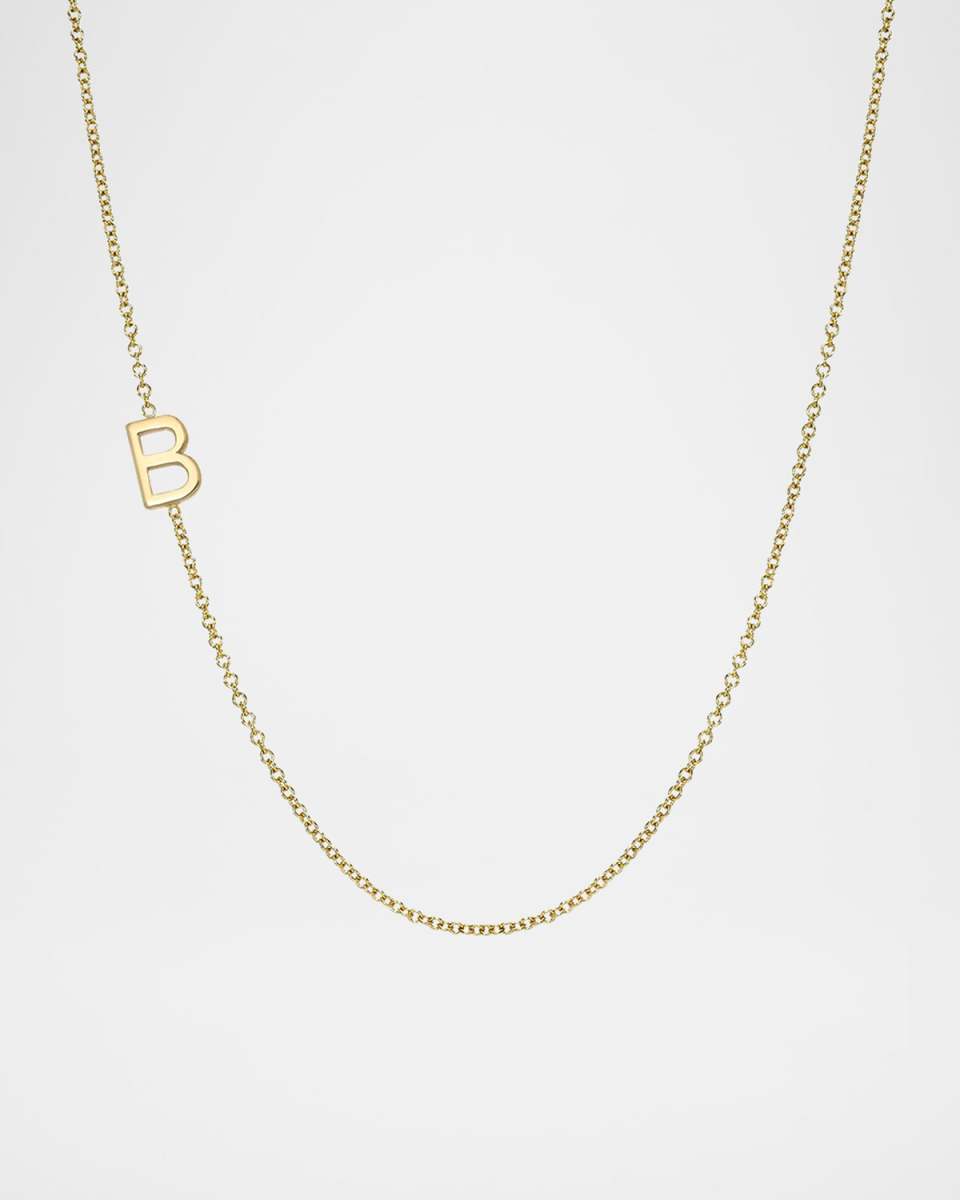 14K Yellow Gold Asymmetrical Initial Necklace